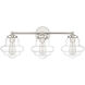Vintage 3 Light 26 inch Polished Nickel Bathroom Vanity Light Wall Light